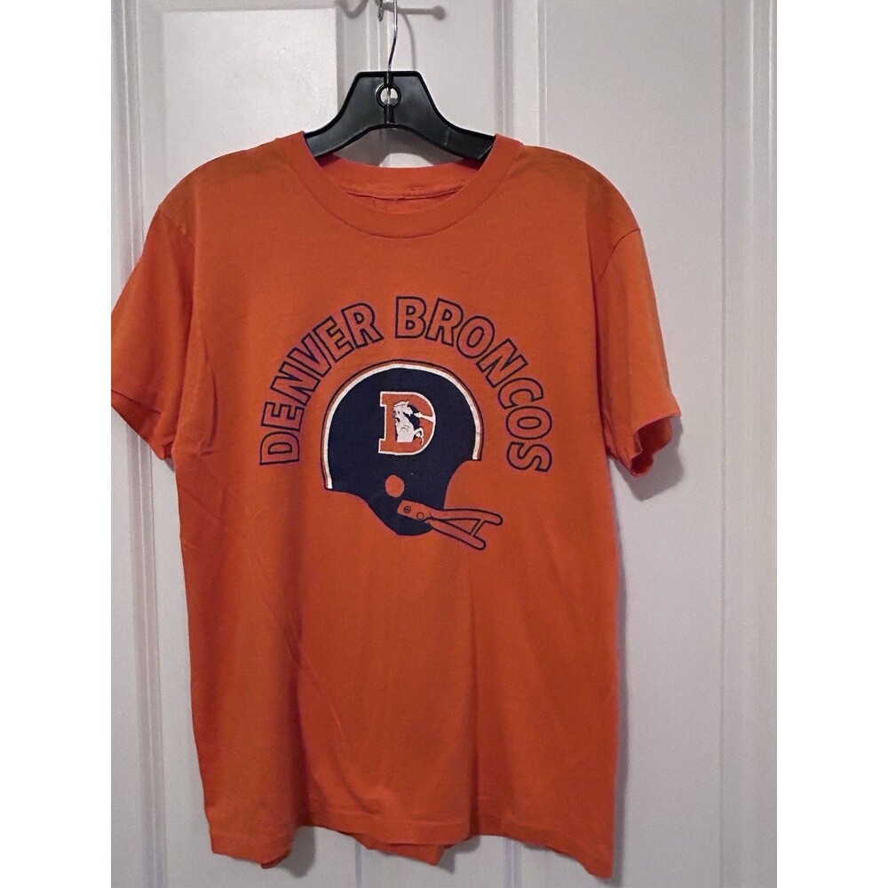 Vintage Denver Broncos Helmet Logo T-shirt -Sz Small- Vtg 80s NFL Football